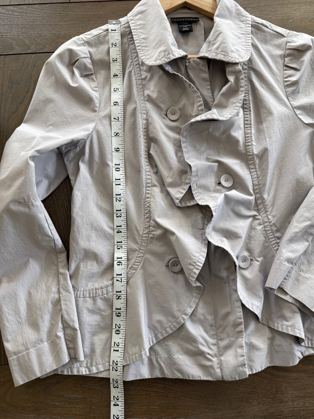 Apostrophe Light Gray Ruffle-Front Blazer - Picture 7 of 8